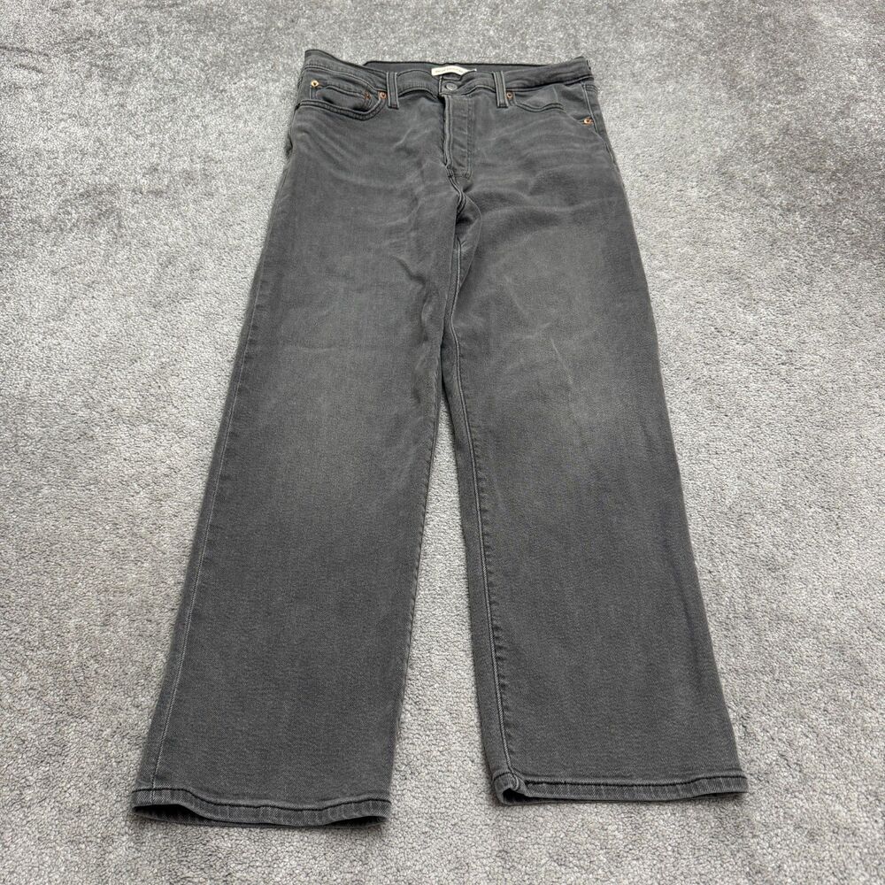 Levi's 726 Ribcage Straight Ankle Denim Jeans Women 32 Gray High Rise Button Fly